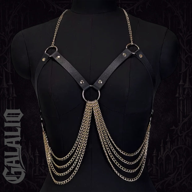Women Goth PU Leather Chains Fashion Chest Harness