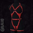 Women Fashion PU Leather Harness Set Waist Belt Studded Decor Harness