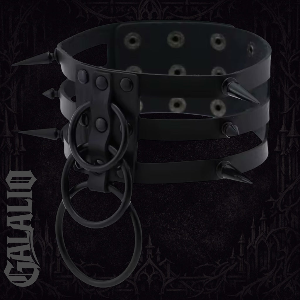 Women Fashion Black Rivet Leather Bondage Spike Goth Choker Necklace