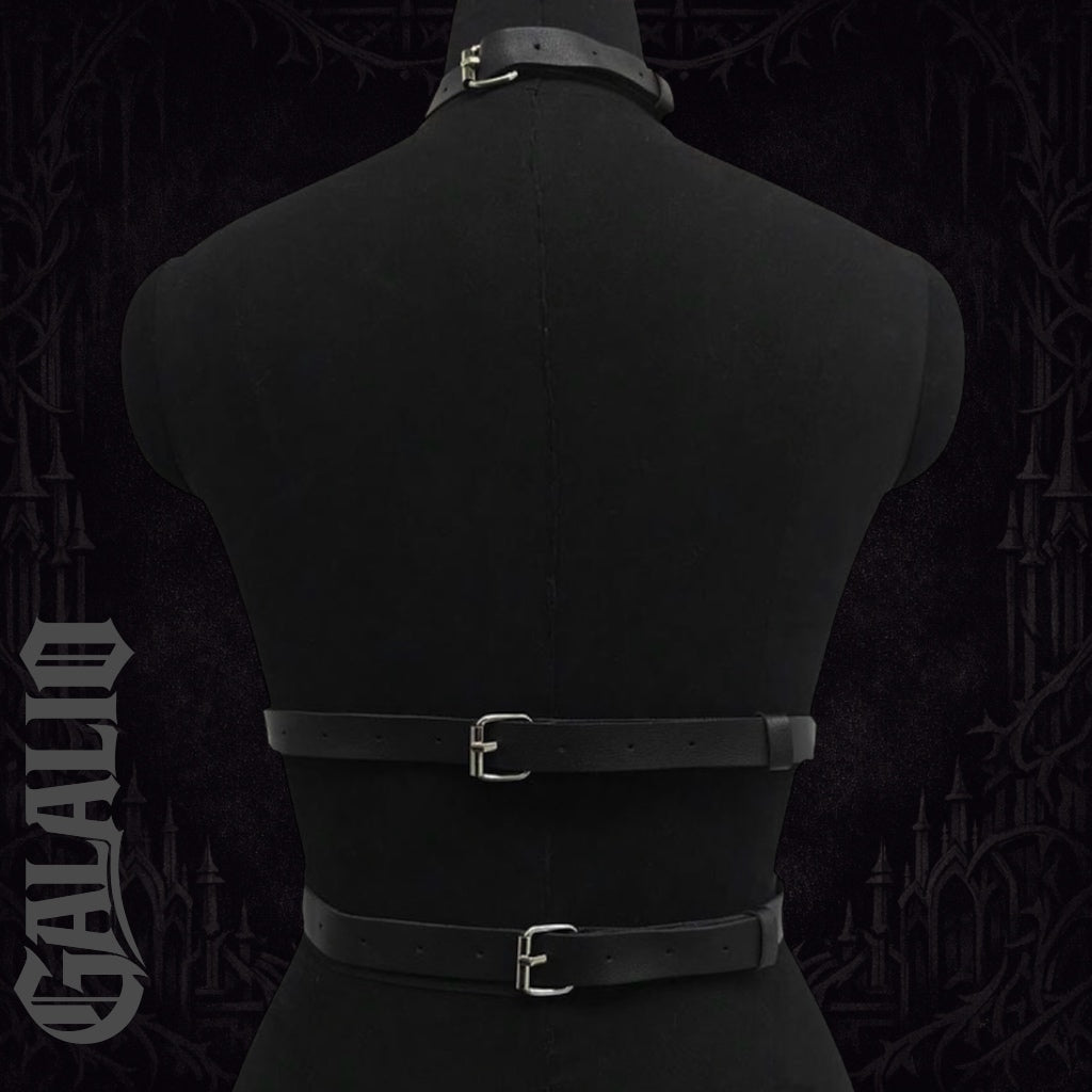 Women Gothic Punk PU Leather Multi Layer Chain Harness