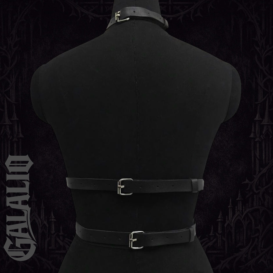 Women Gothic Punk PU Leather Multi Layer Chain Harness