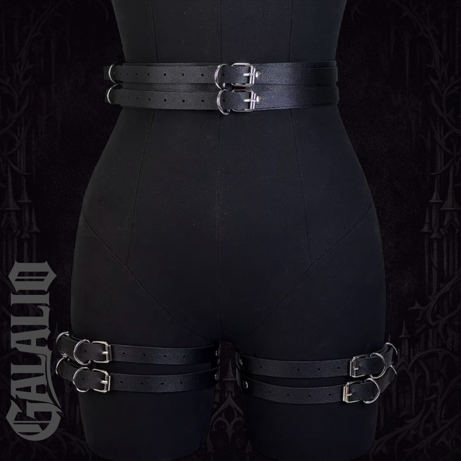 Women PU Leather Harness Belt Sexy Leg Harness Suspenders