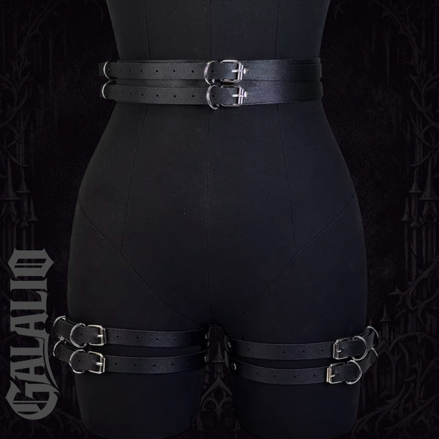 Women PU Leather Harness Belt Sexy Leg Harness Suspenders