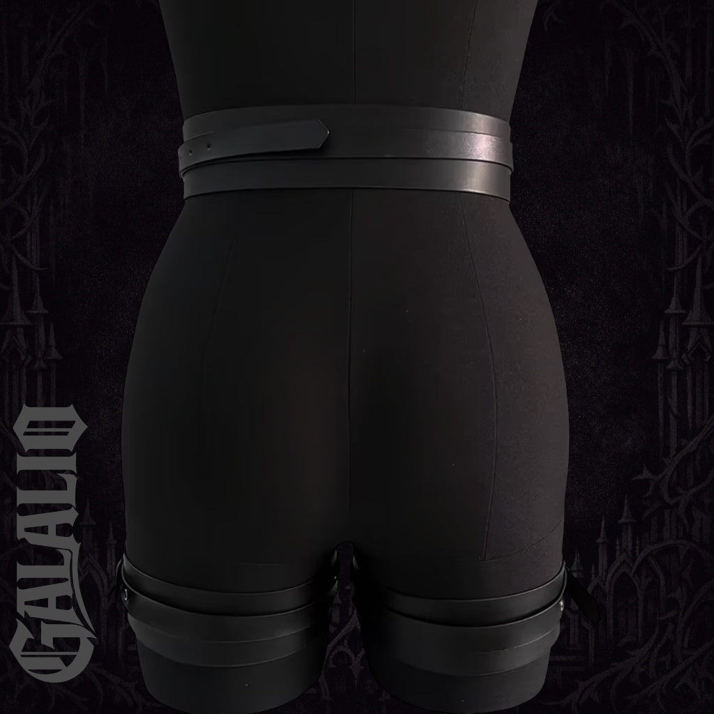 Gothic Punk PU Leather Thigh Garter Belt With Waist Band Adjustable Leg Harness