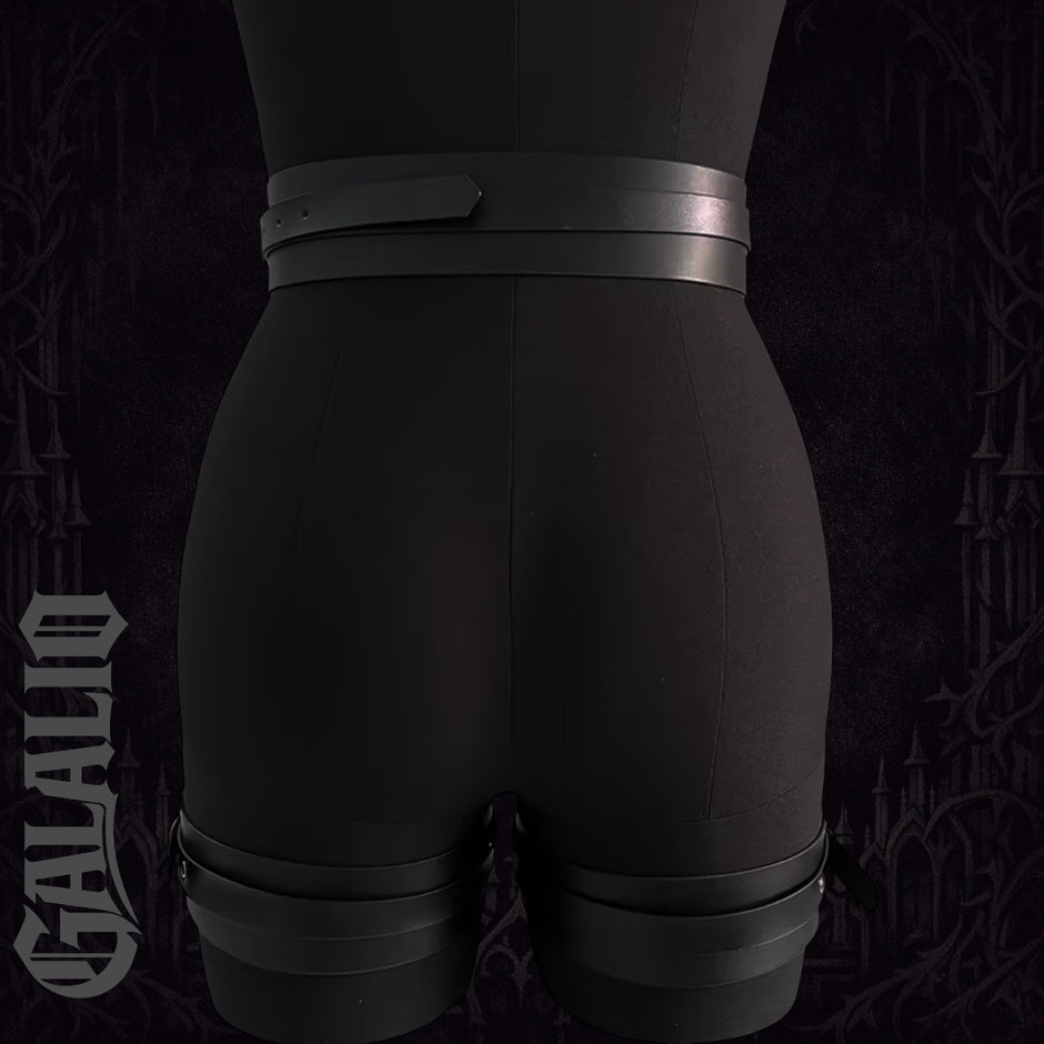Gothic Punk PU Leather Thigh Garter Belt With Waist Band Adjustable Leg Harness