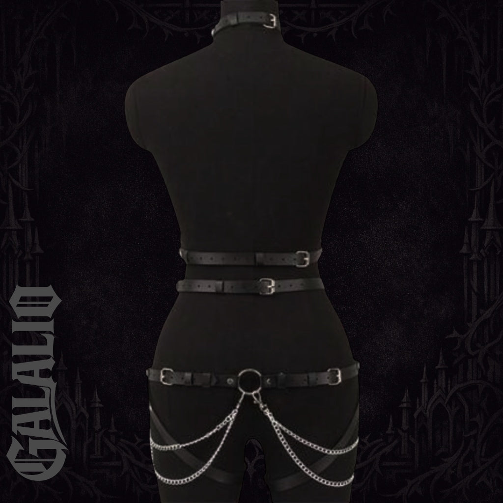 Women Adjustable Faux Leather Body Lingerie Set Harness
