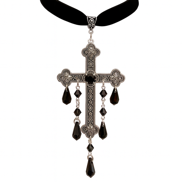 Women Gothic Large Cross Choker Necklace