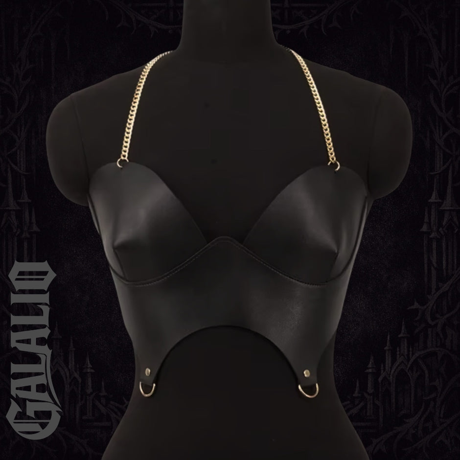 Women Punk Pu Leather Corset Top Black Corset Fashion Corset Harness