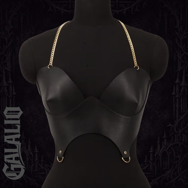 Women Punk Pu Leather Corset Top Black Corset Fashion Corset Harness
