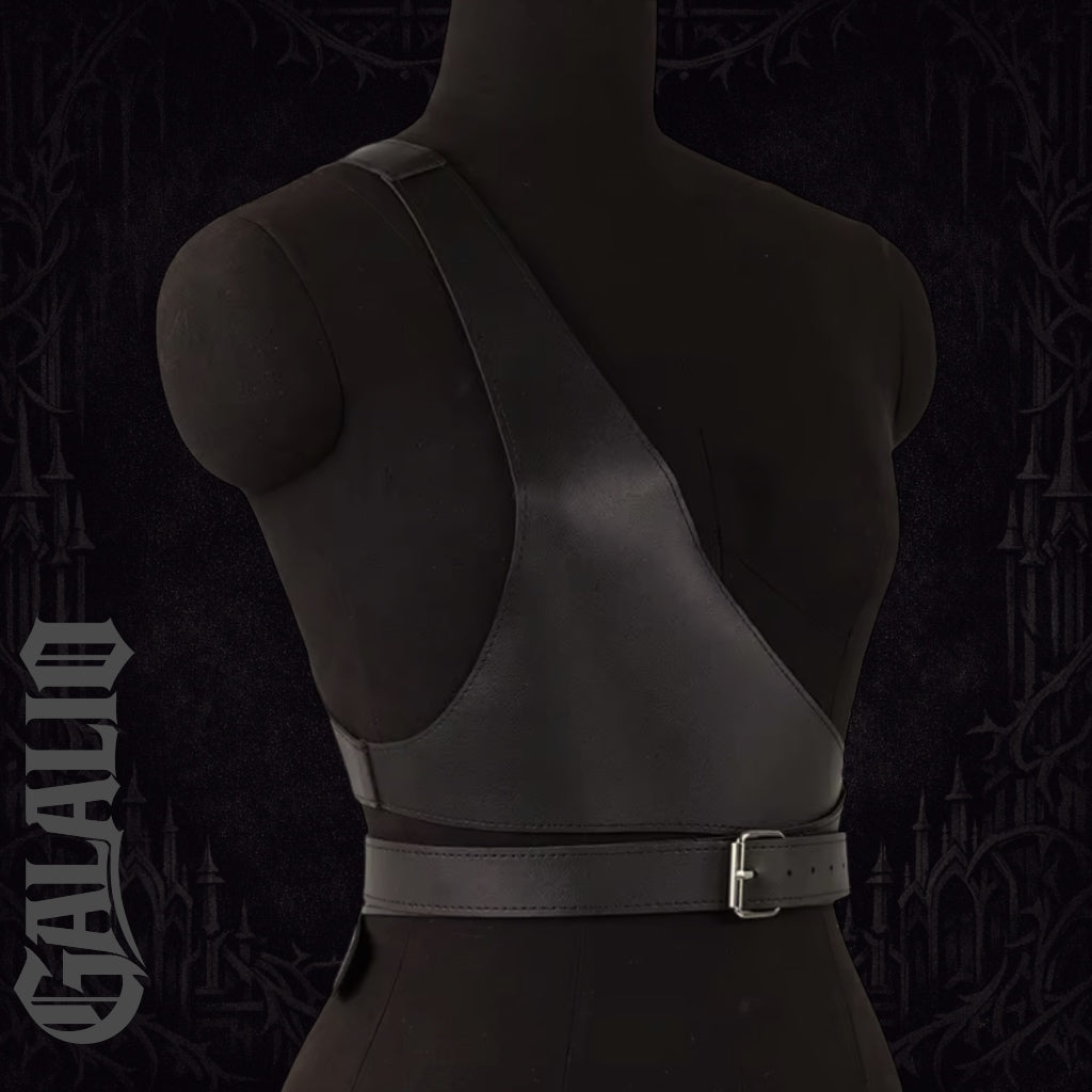 Women Wide Belt Gothic PU Leather Under Bust Corset Harness