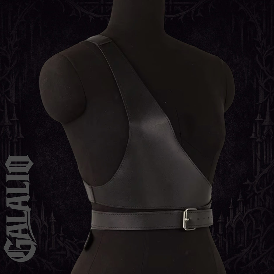Women Wide Belt Gothic PU Leather Under Bust Corset Harness