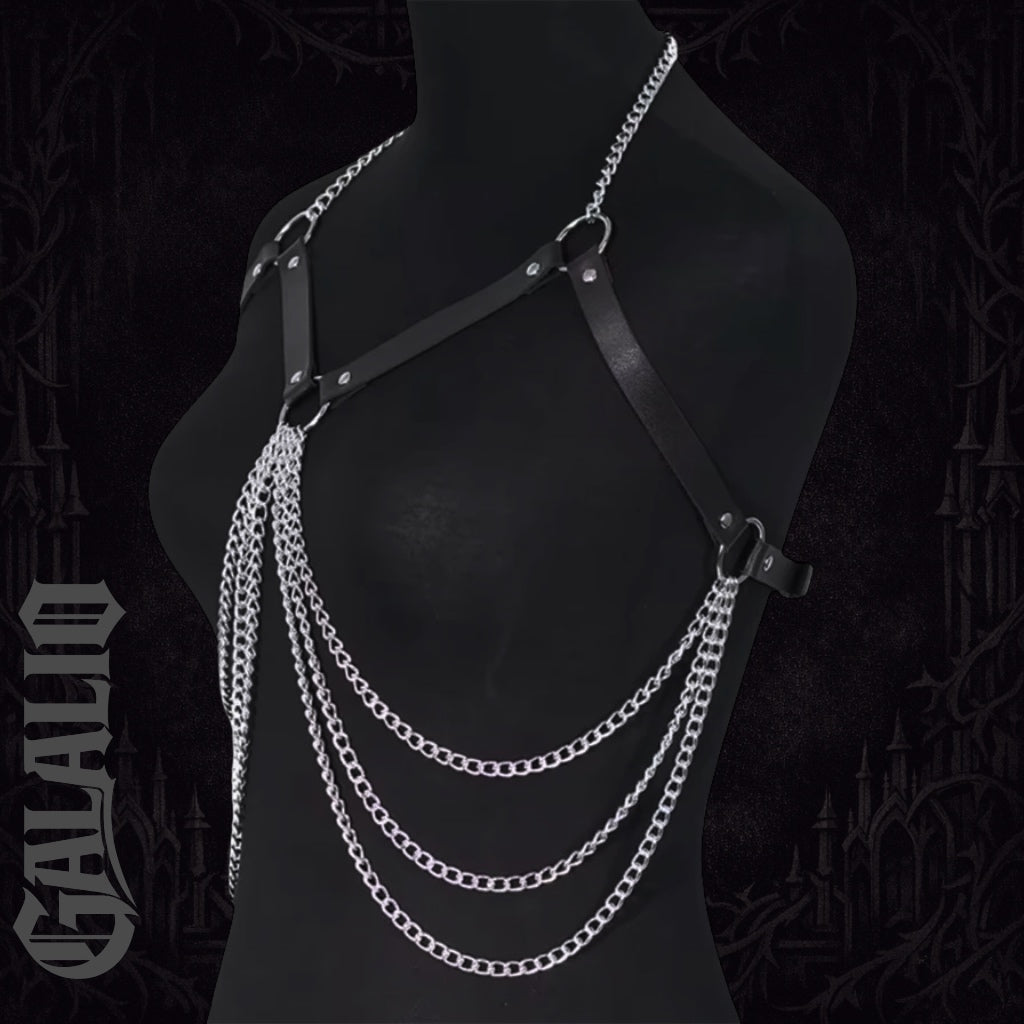 Women Leather Chain Body Chest Harness