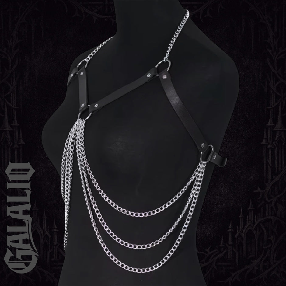 Women Leather Chain Body Chest Harness