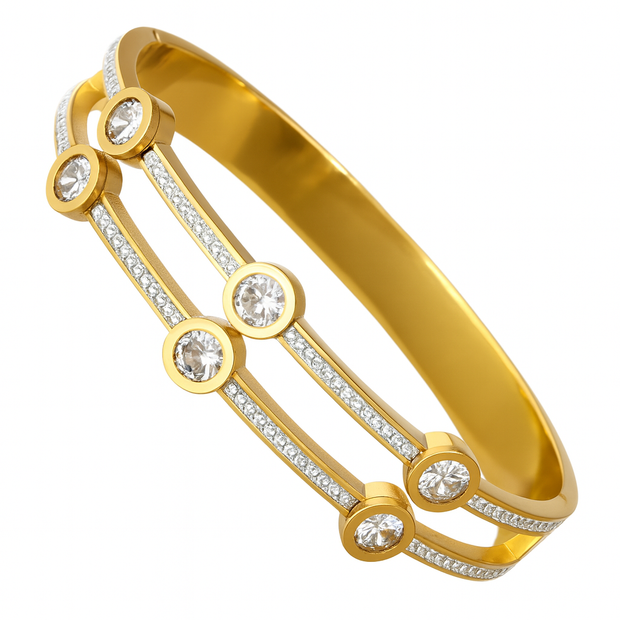 Luxury Stainless Steel Wide Bangle Bracelet For Women