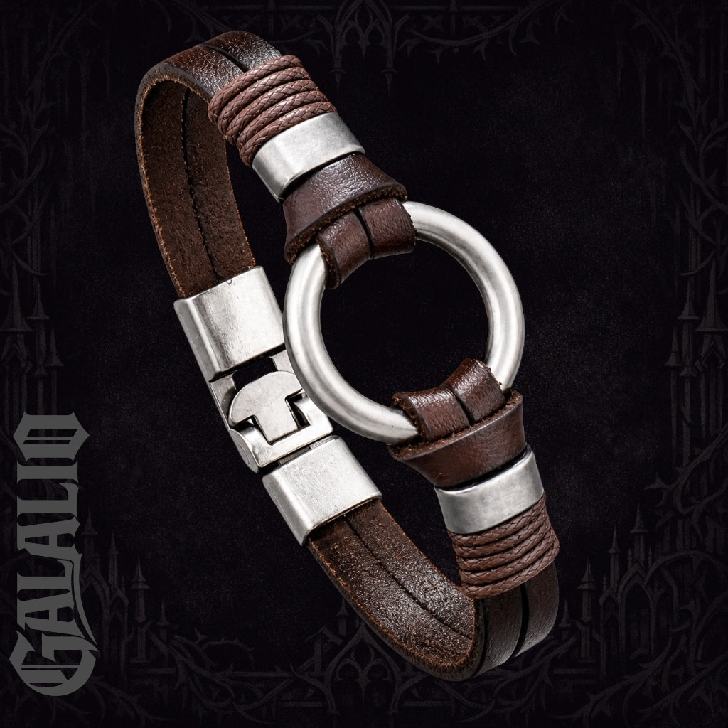 Men Rock Style Metallic Ring Simple Bracelet
