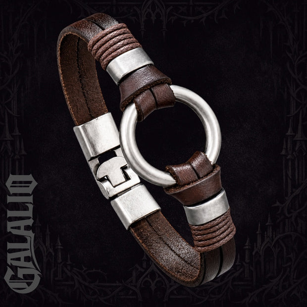 Men Rock Style Metallic Ring Simple Bracelet