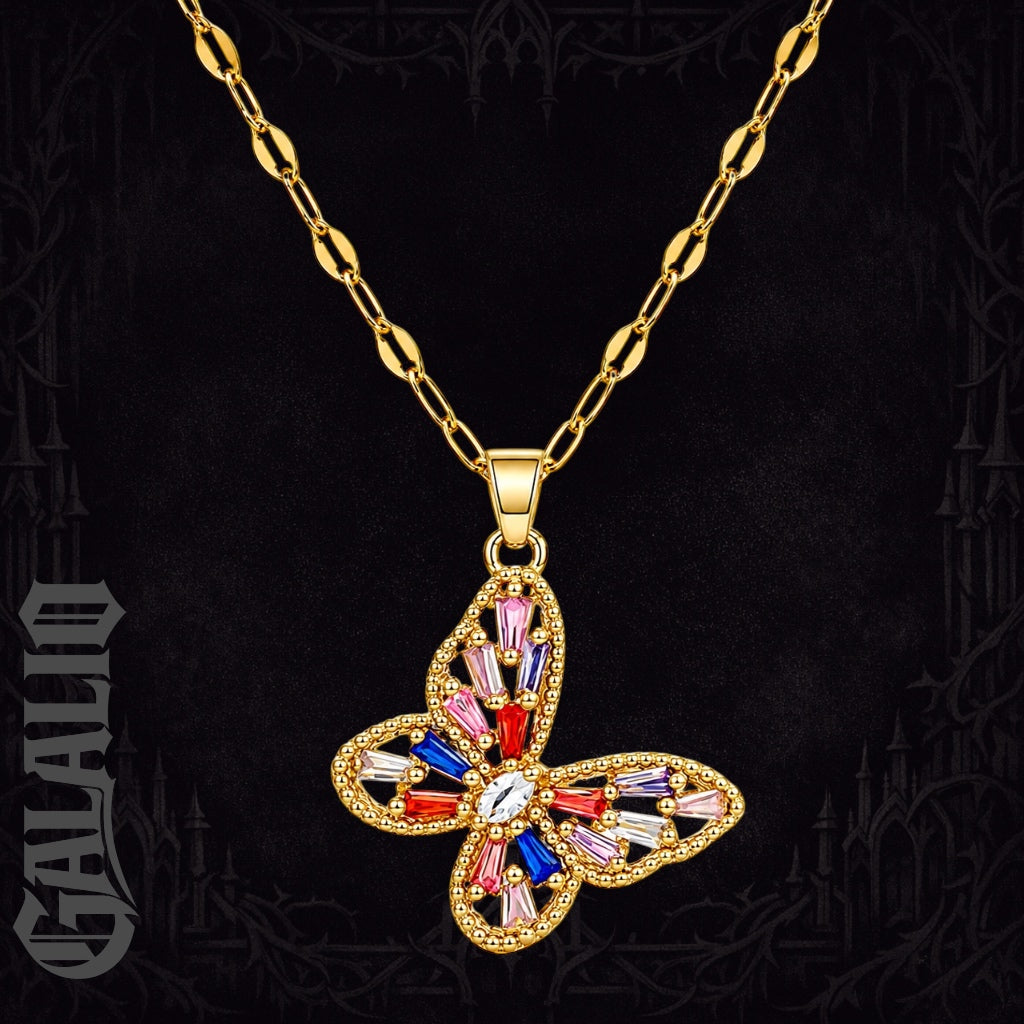 Women Zirconia Butterfly Stainless Steel Necklace