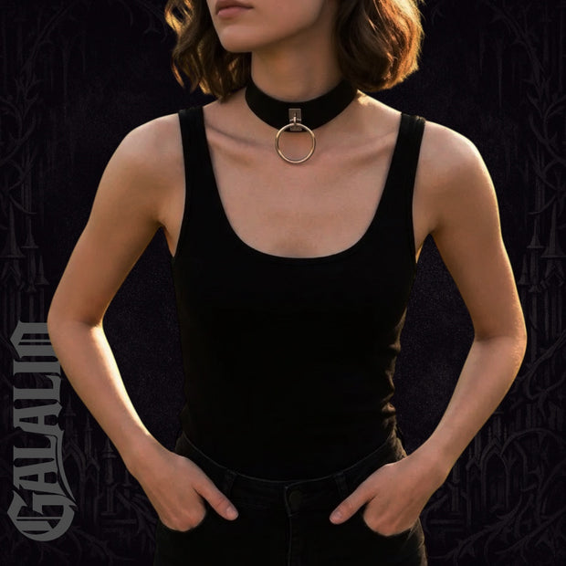 Women PU Leather Gothic Choker Necklace