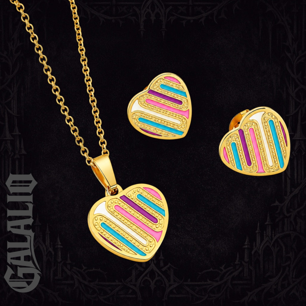 Women Multicolor Heart Shape Jewelry Set