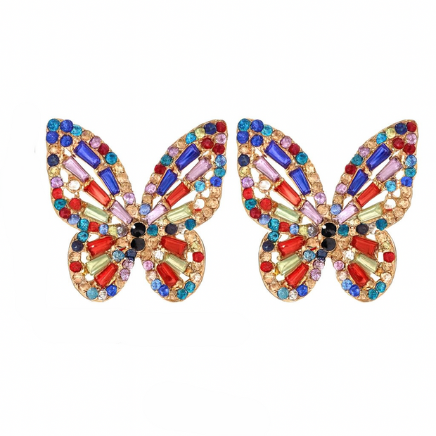 Women Rhinestone Butterfly Decor Stud Earring