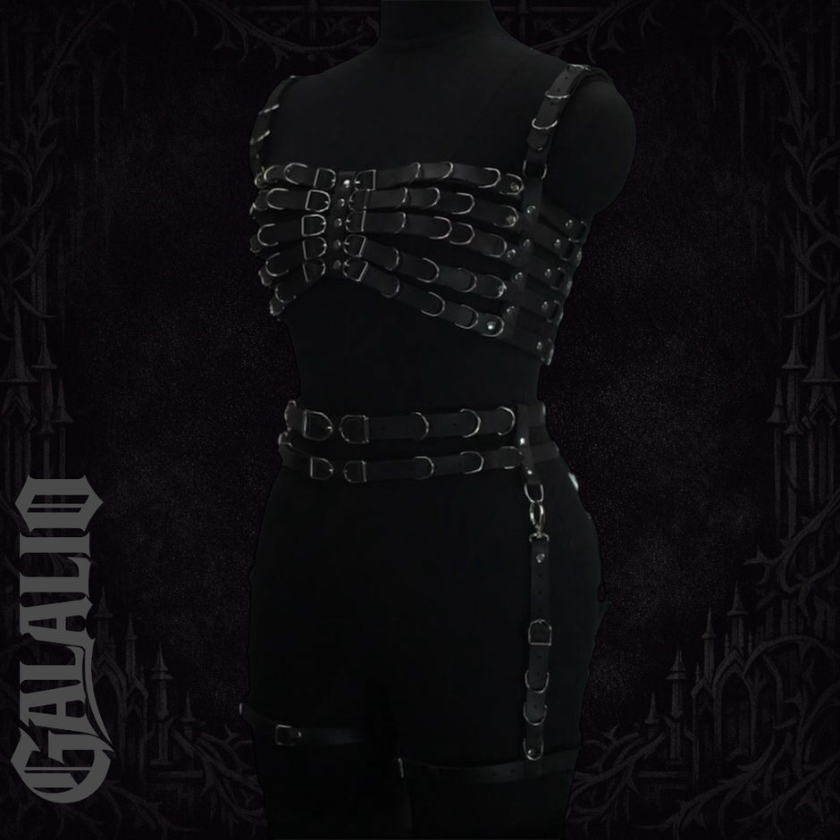 PU Leather Gothic Chest Full Body Harness