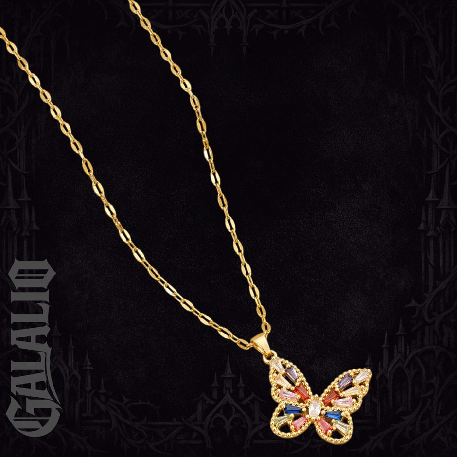 Women Zirconia Butterfly Stainless Steel Necklace