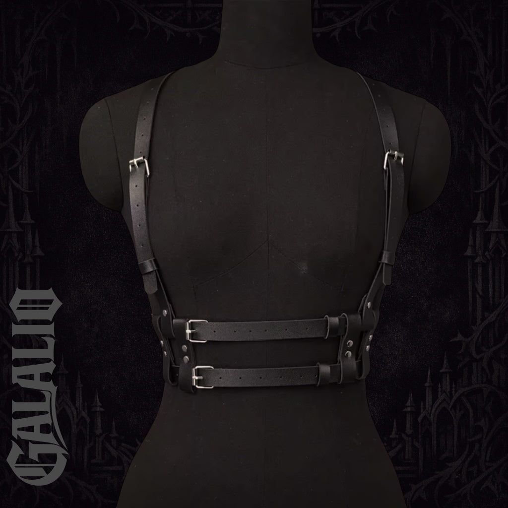 Women Black PU Leather Chest Harness Belt