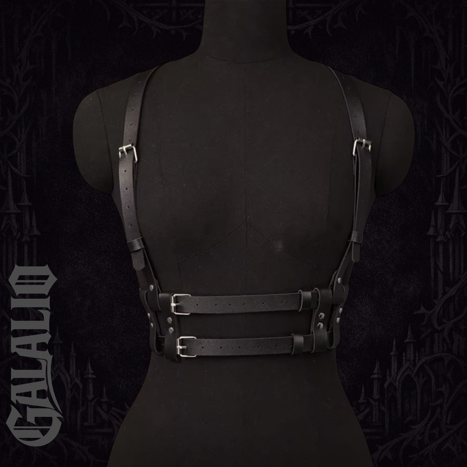 Women Black PU Leather Chest Harness Belt