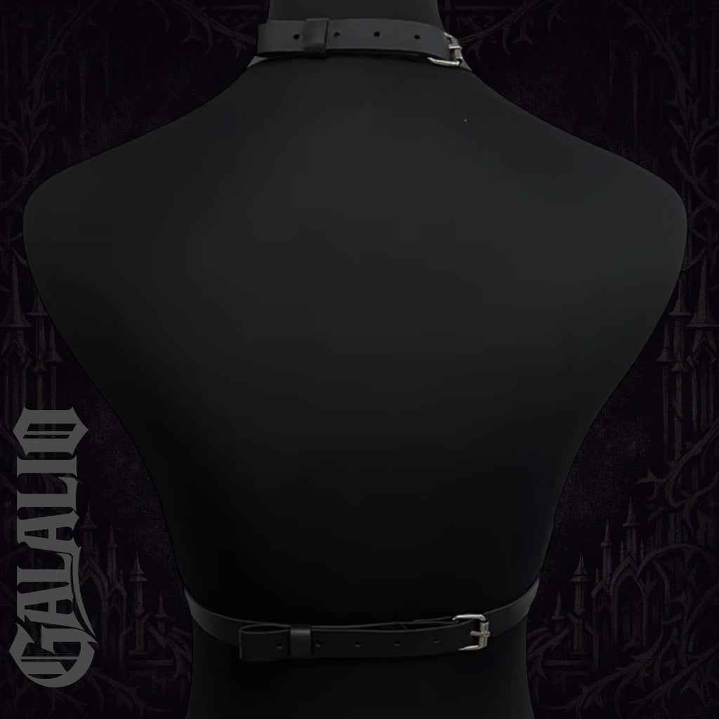 Women Black PU Leather Lingerie Belt Chest Harness