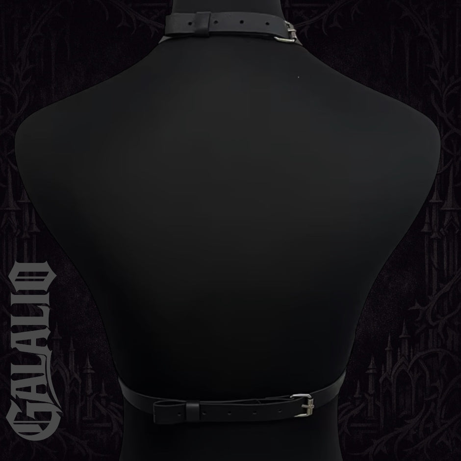 Women Black PU Leather Lingerie Belt Chest Harness