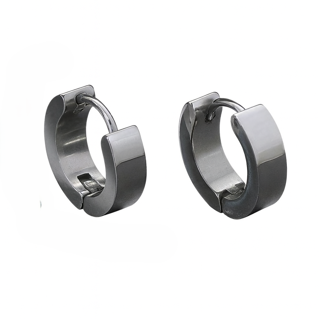 1Pair Men Simple Stainless Steel Silver Earrings