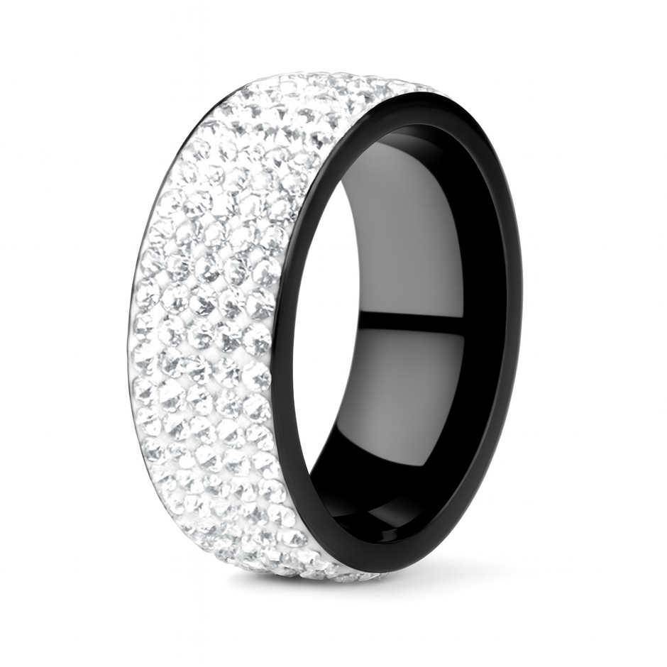 Unisex Stainless Steel Silver Rhinestone Ring