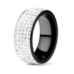 Unisex Stainless Steel Silver Rhinestone Ring