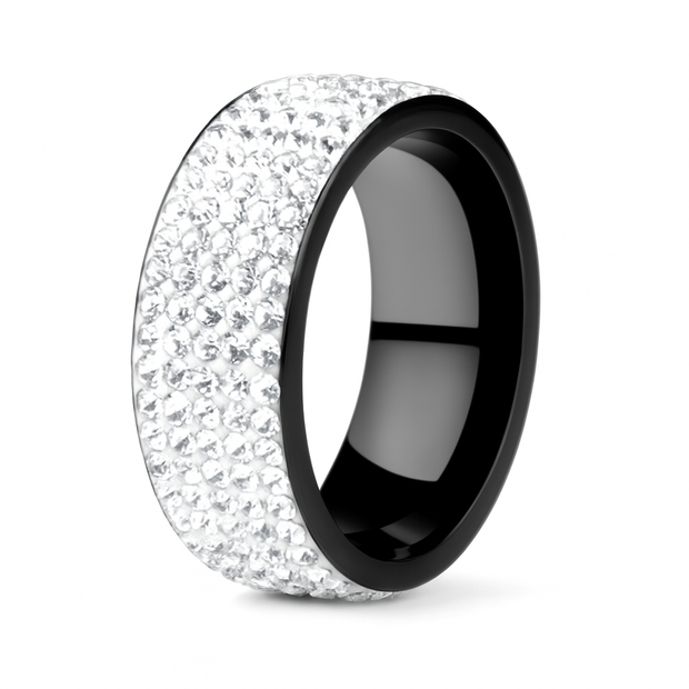 Unisex Stainless Steel Silver Rhinestone Ring