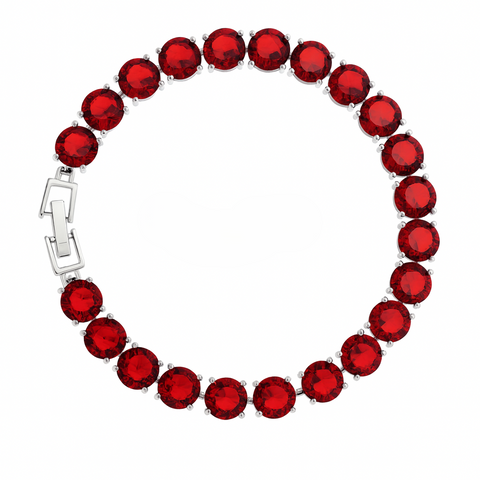 Bridal Red Garnet Zirconia 925 Silver Plated Bracelet