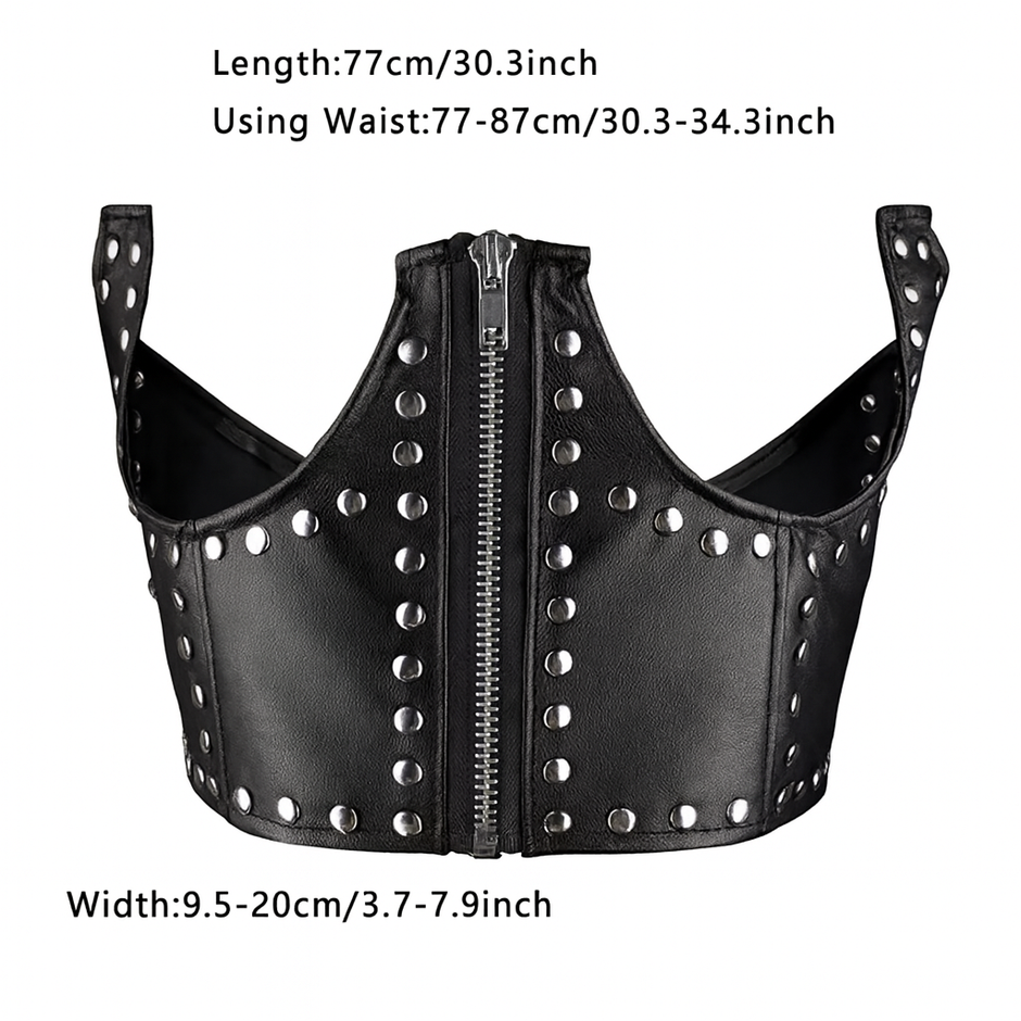 Punk style rivet elastic waistband shirt