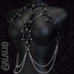 Chest Leather Harness With Chains Goth Body Chain