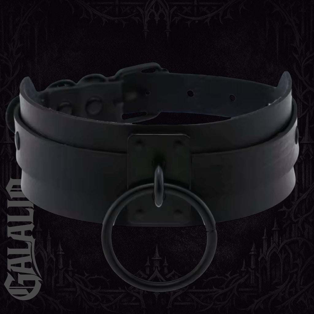 Punk Black O-Round Metal Leather Goth Fashion Choker Collar