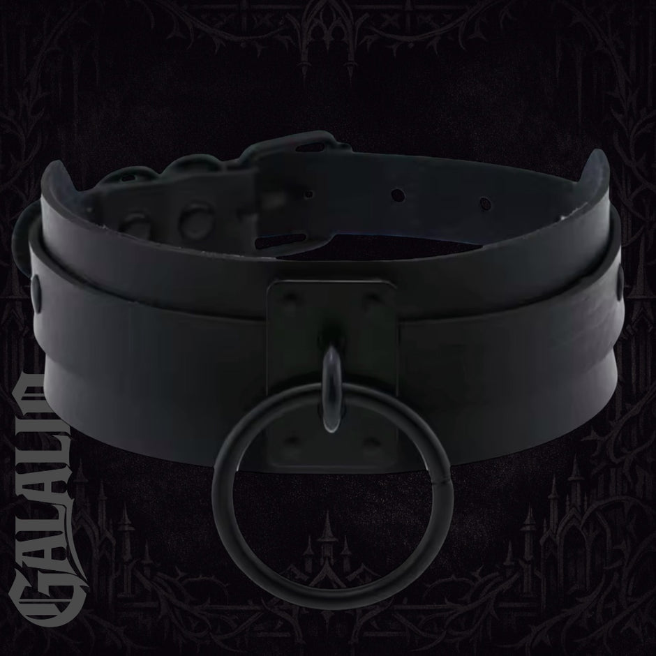 Punk Black O-Round Metal Leather Goth Fashion Choker Collar