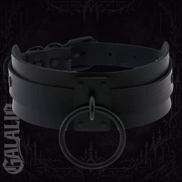 Punk Black O-Round Metal Leather Goth Fashion Choker Collar