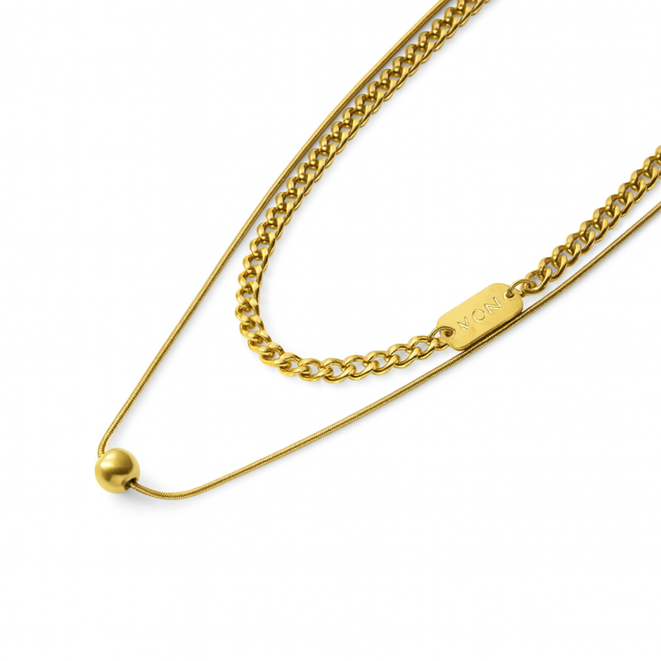 Women Stainless Steel Double Layer Necklace