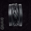 Men Black Leather Wide Bracelet