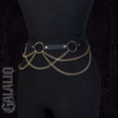 Women PU Leather Gold Waist Chain Body Harness Belt