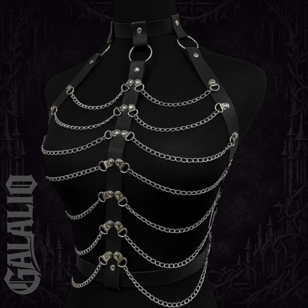 Women Leather & Metal Chain Body Harness