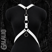 Women White Gothic Style O-Ring Linked Halter Neck Waist Adjustable Harness