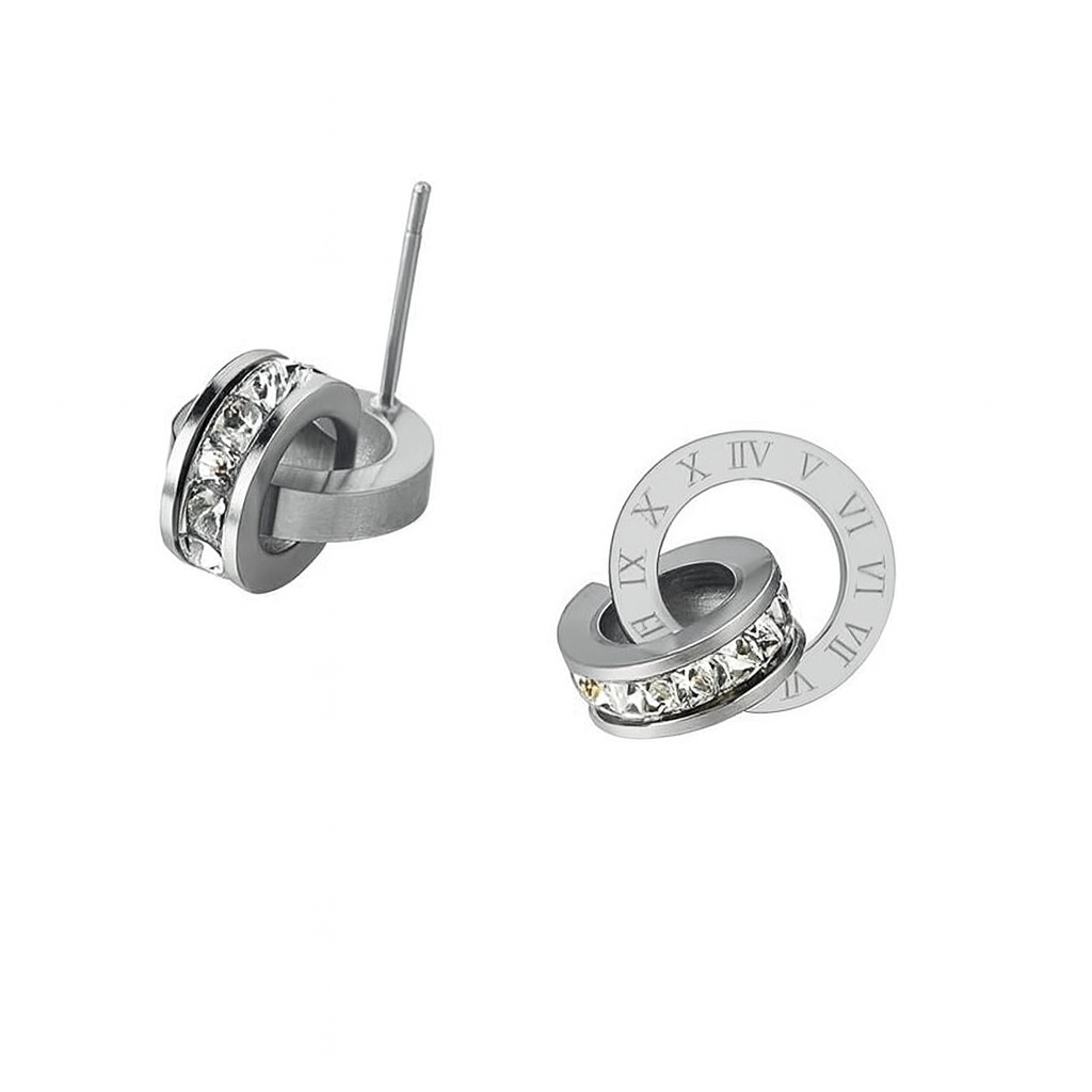 1Pair Stainless Steel Square Cubic Zirconia Earring