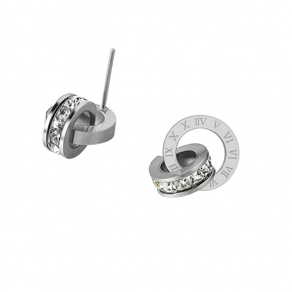1Pair Stainless Steel Square Cubic Zirconia Earring