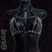 Gothic Style Women Tasseled Chain Bondage Double Buckle Waist Cincher Belt Set