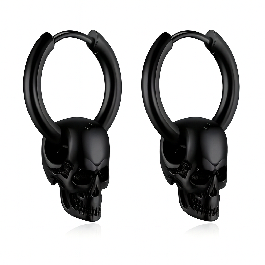 1Pair Men Stainless Steel Vintage Skull Earrings