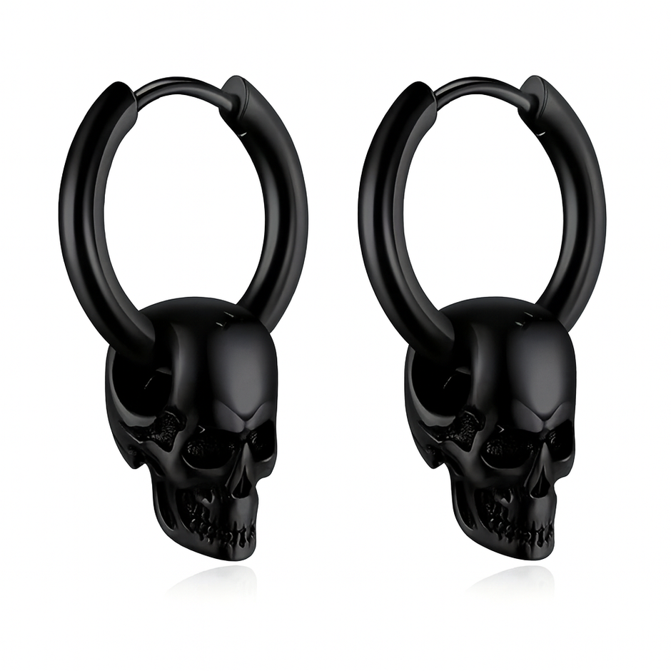 1Pair Men Stainless Steel Vintage Skull Earrings